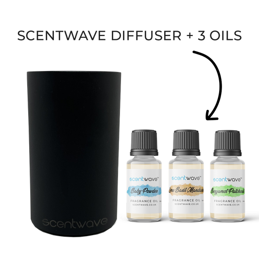 Black Scentwave Diffuser + 3 Fragrance Oil Bundle